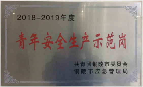 国星化工生产中控岗荣获 铜陵市“青年安全示范岗”荣誉称号 国星化工生产中控岗荣获 铜陵市“青年安全示范岗”荣誉称号