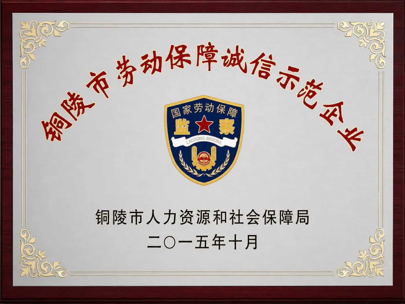 铜陵市劳动保障诚信示范企业